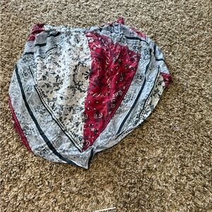 Maurices Red and Gray Patterned Crop Top